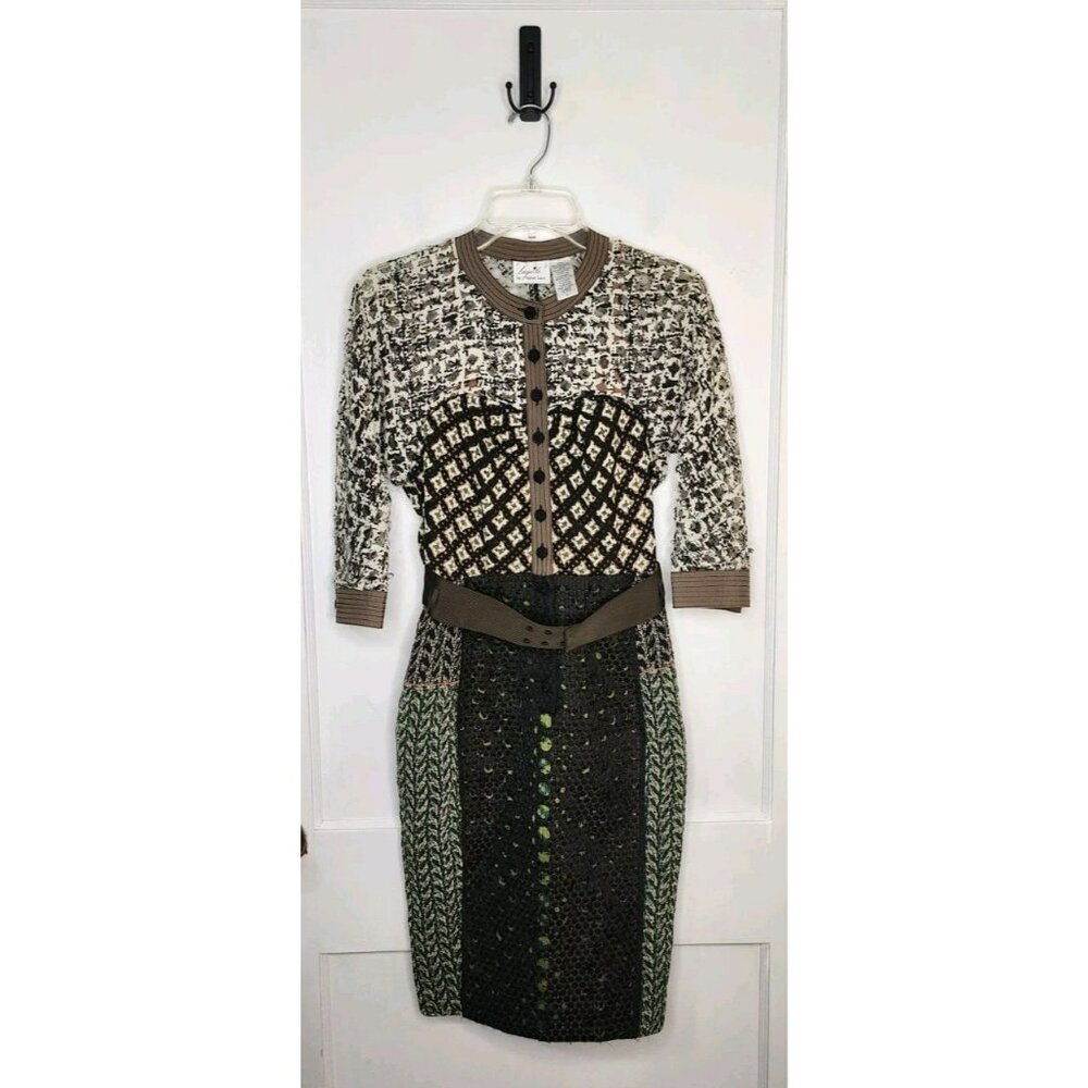 ANTHROPOLOGIE Beguile By Byron Lars Dress Laser Cut Lace Details Belt Sz 0